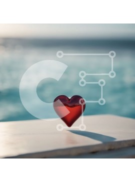 Intra Συλλεκτικό Ξύλινο Παζλ Plywood  4mm - Κόκκινο αντικείμενο σε σχήμα καρδιάς σε ξύλινη επιφάνεια με καθαρό μπλε ουρανό Σε Ξύλινο Κουτί - Διαστάσεις Puzzle: 10x10 cm – 25 κομμάτια