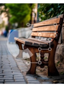 Intra Συλλεκτικό Ξύλινο Παζλ Plywood  4mm - Ειρηνική και γαλήνια εικόνα ξύλινου πάγκου πάρκου στο λιθόστρωτο δρόμο Σε Ξύλινο Κουτί - Διαστάσεις Puzzle: 10x10 cm – 25 κομμάτια