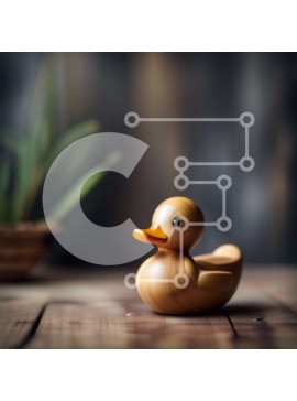 Intra Συλλεκτικό Ξύλινο Παζλ Plywood  4mm - Όμορφη εικόνα μιας μικρής ξύλινης πάπιας σε ένα ξύλινο τραπέζι με φυτό σε γλάστρα Σε Ξύλινο Κουτί - Διαστάσεις Puzzle: 10x10 cm – 25 κομμάτια