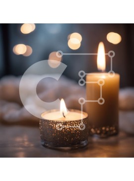 Intra Συλλεκτικό Ξύλινο Παζλ Plywood  4mm - Αναμμένα και άβατα κεριά σε τραπέζι με θολό φόντο των φώτων Σε Ξύλινο Κουτί - Διαστάσεις Puzzle: 10x10 cm – 25 κομμάτια