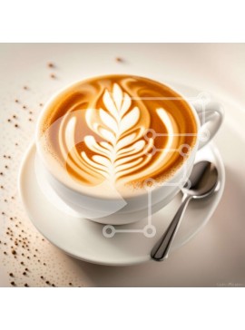 Σετ των 2 Intra Συλλεκτικό Ξύλινο Παζλ Plywood  4mm - Κομψό λευκό φλιτζάνι καφέ με σχέδιο φύλλων σε πιατάκι Σε Ξύλινο Κουτί - Διαστάσεις: 10x10 cm – 25 κομμάτια