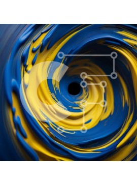 Intra Συλλεκτικό Ξύλινο Παζλ Plywood  4mm - Ζωντανό αφηρημένο έργο τέχνης: Περιστρεφόμενη δίνη μπλε και κίτρινου χρώματος Σε Ξύλινο Κουτί - Διαστάσεις Puzzle: 10x10 cm – 25 κομμάτια