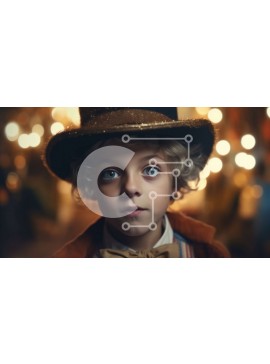 Intra Συλλεκτικό Ξύλινο Παζλ Plywood  4mm - Αξιολάτρευτο πορτρέτο ενός νεαρού αγοριού με καπέλο και παπιγιόν Σε Ξύλινο Κουτί - Διαστάσεις Puzzle: 10x10 cm – 25 κομμάτια