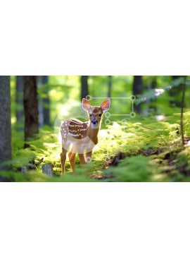 Intra Συλλεκτικό Ξύλινο Παζλ Plywood  4mm - Όμορφη εικόνα ενός ελαφιού σε ένα καταπράσινο δάσος με το φως του ήλιου Σε Ξύλινο Κουτί - Διαστάσεις: 10x10 cm – 25 κομμάτια