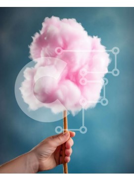 Σετ των 2 Intra Συλλεκτικό Ξύλινο Παζλ Plywood  4mm - Νόστιμο ροζ μαλλί της γριάς σε μπαστούνι σε μπλε φόντο Σε Ξύλινο Κουτί - Διαστάσεις: 10x10 cm – 25 κομμάτια