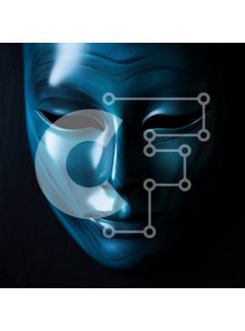 Σετ των 2 Intra Συλλεκτικό Ξύλινο Παζλ Plywood  4mm - Μπλε μάσκα με κομψό σχέδιο σε σκούρο φόντο Σε Ξύλινο Κουτί - Διαστάσεις: 10x10 cm – 25 κομμάτια