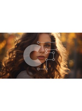 Intra Συλλεκτικό Ξύλινο Παζλ Plywood  4mm - Σοβαρή νεαρή γυναίκα με μακριά κυματιστά σκούρα καστανά μαλλιά και καστανά μάτια που φορά μαύρο πουκάμισο Σε Ξύλινο Κουτί - Διαστάσεις Puzzle: 10x10 cm – 25 κομμάτια