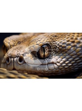 Intra Συλλεκτικό Ξύλινο Παζλ Plywood  4mm - Εκπληκτική κοντινή φωτογραφία του κεφαλιού ενός φιδιού με καφέ και κίτρινο σχέδιο Σε Ξύλινο Κουτί - Διαστάσεις: 10x10 cm – 25 κομμάτια