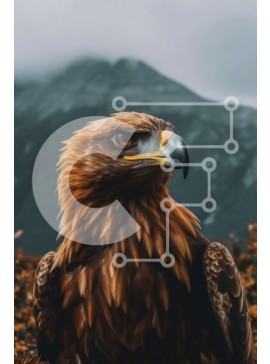 Σετ των 2 Intra Συλλεκτικό Ξύλινο Παζλ Plywood  4mm - Ο μεγαλοπρεπής χρυσαετός ανοίγει τα φτερά του σε μια βραχώδη εξοχή Σε Ξύλινο Κουτί - Διαστάσεις: 10x10 cm – 25 κομμάτια