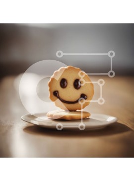 Σετ των 2 Intra Συλλεκτικό Ξύλινο Παζλ Plywood  4mm - Μπισκότο με χαμογελαστό πρόσωπο σε λευκό πιάτο Σε Ξύλινο Κουτί - Διαστάσεις: 10x10 cm – 25 κομμάτια