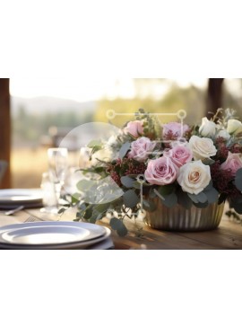 Σετ των 2 Intra Συλλεκτικό Ξύλινο Παζλ Plywood  4mm - Κομψή τραπεζαρία με φλοράλ κεντρικό κομμάτι Σε Ξύλινο Κουτί - Διαστάσεις: 10x10 cm – 25 κομμάτια