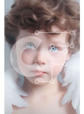 Intra Συλλεκτικό Ξύλινο Παζλ Plywood  4mm - Νεαρό αγόρι με μπλε μάτια και φτερά αγγέλου Σε Ξύλινο Κουτί - Διαστάσεις Puzzle: 10x10 cm – 25 κομμάτια