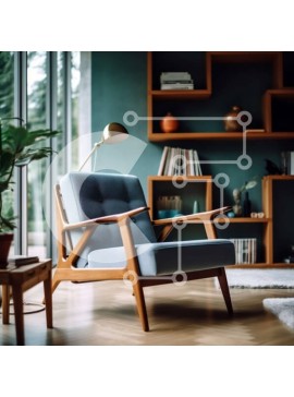 Intra Συλλεκτικό Ξύλινο Παζλ Plywood  4mm - Χαλαρωτικό σαλόνι με καφέ δερμάτινη πολυθρόνα και ξύλινο τραπεζάκι σαλονιού Σε Ξύλινο Κουτί - Διαστάσεις Puzzle: 10x10 cm – 25 κομμάτια