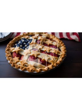 Σετ των 2 Intra Συλλεκτικό Ξύλινο Παζλ Plywood  4mm - Πίτα αμερικανικής σημαίας στον εορτασμό της 4ης Ιουλίου Σε Ξύλινο Κουτί - Διαστάσεις: 10x10 cm – 25 κομμάτια