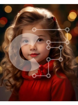 Intra Συλλεκτικό Ξύλινο Παζλ Plywood  4mm - Νεαρό κορίτσι με σγουρά μαλλιά σε κόκκινο φόρεμα Σε Ξύλινο Κουτί - Διαστάσεις Puzzle: 10x10 cm – 25 κομμάτια