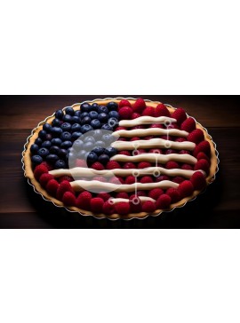 Σετ των 2 Intra Συλλεκτικό Ξύλινο Παζλ Plywood  4mm - Πίτα με αμερικανική σημαία με σαντιγί και μούρα Σε Ξύλινο Κουτί - Διαστάσεις: 10x10 cm – 25 κομμάτια