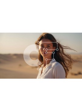 Intra Συλλεκτικό Ξύλινο Παζλ Plywood  4mm - Νεαρή γυναίκα που στέκεται στην έρημο με ρέοντα μαλλιά Σε Ξύλινο Κουτί - Διαστάσεις Puzzle: 10x10 cm – 25 κομμάτια