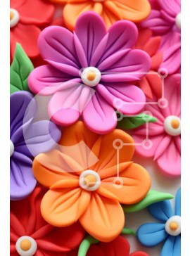 Σετ των 2 Intra Συλλεκτικό Ξύλινο Παζλ Plywood  4mm - Πολύχρωμα διακοσμητικά κέικ λουλουδιών Σε Ξύλινο Κουτί - Διαστάσεις: 10x10 cm – 25 κομμάτια