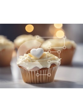 Σετ των 2 Intra Συλλεκτικό Ξύλινο Παζλ Plywood  4mm - Κομψά cupcakes με διακόσμηση σε σχήμα καρδιάς Σε Ξύλινο Κουτί - Διαστάσεις: 10x10 cm – 25 κομμάτια