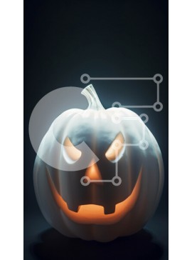 Intra Συλλεκτικό Ξύλινο Παζλ Plywood  4mm - Λαμπερή θυμωμένη λευκή κολοκύθα για το Halloween Σε Ξύλινο Κουτί - Διαστάσεις Puzzle: 10x10 cm – 25 κομμάτια