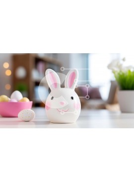 Intra Συλλεκτικό Ξύλινο Παζλ Plywood  4mm - Ειδώλιο λαγουδάκι του Πάσχα και αυγά στο διακοσμημένο τραπέζι Σε Ξύλινο Κουτί - Διαστάσεις: 10x10 cm – 25 κομμάτια