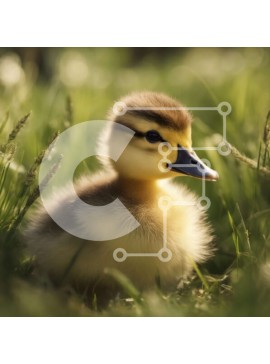 Intra Συλλεκτικό Ξύλινο Παζλ Plywood  4mm - Χαριτωμένο παπάκι σε ένα χωράφι με πράσινο γρασίδι Σε Ξύλινο Κουτί - Διαστάσεις: 10x10 cm – 25 κομμάτια