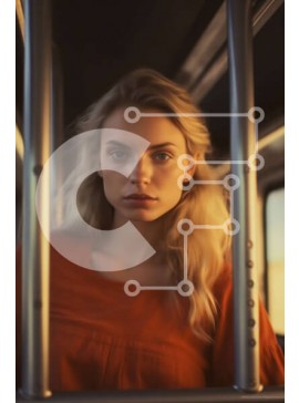 Intra Συλλεκτικό Ξύλινο Παζλ Plywood  4mm - Σοβαρή νεαρή ξανθιά γυναίκα στο τρένο Σε Ξύλινο Κουτί - Διαστάσεις Puzzle: 10x10 cm – 25 κομμάτια