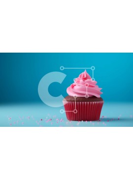 Σετ των 2 Intra Συλλεκτικό Ξύλινο Παζλ Plywood  4mm - Ροζ Cupcake με Λευκό Πάγωμα σε Μπλε Επιφάνεια Σε Ξύλινο Κουτί - Διαστάσεις: 10x10 cm – 25 κομμάτια