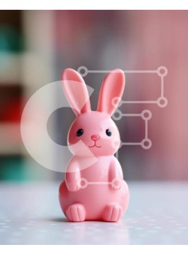 Intra Συλλεκτικό Ξύλινο Παζλ Plywood  4mm - Παιχνίδι ροζ λαγουδάκι στο τραπέζι Σε Ξύλινο Κουτί - Διαστάσεις: 10x10 cm – 25 κομμάτια