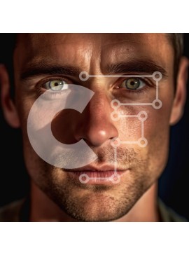 Intra Συλλεκτικό Ξύλινο Παζλ Plywood  4mm - Κοντινό πλάνο Πορτρέτο ενός άνδρα με πράσινα μάτια Σε Ξύλινο Κουτί - Διαστάσεις Puzzle: 10x10 cm – 25 κομμάτια