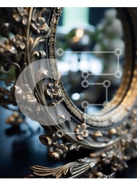 Intra Συλλεκτικό Ξύλινο Παζλ Plywood  4mm - Κομψός καθρέφτης με χρυσό πλαίσιο με περίτεχνα διακοσμητικά Σε Ξύλινο Κουτί - Διαστάσεις Puzzle: 10x10 cm – 25 κομμάτια