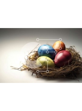 Intra Συλλεκτικό Ξύλινο Παζλ Plywood  4mm - Πολύχρωμα αυγά σε μια φωλιά - Φωτογραφία Αρχείου Σε Ξύλινο Κουτί - Διαστάσεις: 10x10 cm – 25 κομμάτια