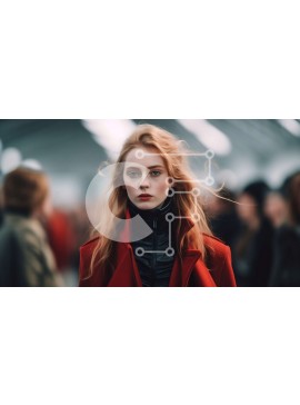 Intra Συλλεκτικό Ξύλινο Παζλ Plywood  4mm - Σοβαρή γυναίκα που ξεχωρίζει στην πολυσύχναστη οδό με υψηλή αντίθεση Σε Ξύλινο Κουτί - Διαστάσεις Puzzle: 10x10 cm – 25 κομμάτια