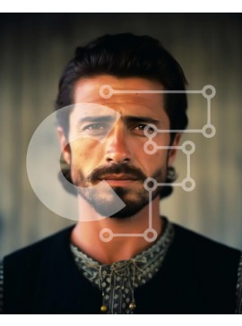 Intra Συλλεκτικό Ξύλινο Παζλ Plywood  4mm - Πορτρέτο ενός σοβαρού άνδρα με γένια και μουστάκι Σε Ξύλινο Κουτί - Διαστάσεις Puzzle: 10x10 cm – 25 κομμάτια