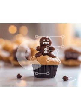 Σετ των 2 Intra Συλλεκτικό Ξύλινο Παζλ Plywood  4mm - Gingerbread Man Cupcake με σοκολάτα παγωμένο Σε Ξύλινο Κουτί - Διαστάσεις: 10x10 cm – 25 κομμάτια