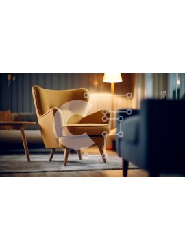 Intra Συλλεκτικό Ξύλινο Παζλ Plywood  4mm - Κομψή κίτρινη πολυθρόνα και φωτιστικό σε ένα άνετο σαλόνι Σε Ξύλινο Κουτί - Διαστάσεις Puzzle: 10x10 cm – 25 κομμάτια