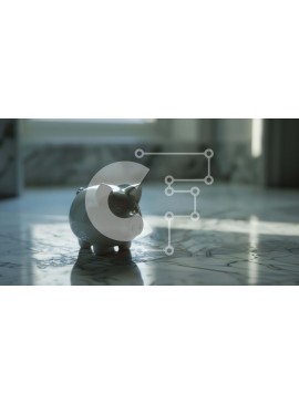 Intra Συλλεκτικό Ξύλινο Παζλ Plywood  4mm - Λευκός Κουμπαράς στο μαρμάρινο πάτωμα Σε Ξύλινο Κουτί - Διαστάσεις: 10x10 cm – 25 κομμάτια