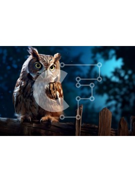 Intra Συλλεκτικό Ξύλινο Παζλ Plywood  4mm - Μαγευτική εικόνα μιας κουκουβάγιας σε μια σκοτεινή νύχτα Σε Ξύλινο Κουτί - Διαστάσεις: 10x10 cm – 25 κομμάτια