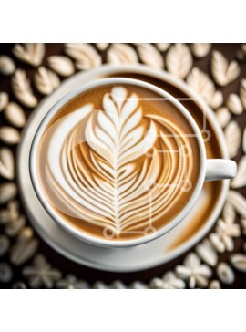 Σετ των 2 Intra Συλλεκτικό Ξύλινο Παζλ Plywood  4mm - Εκπληκτική εικόνα μιας λευκής κούπας καφέ με σχέδιο φύλλων και κόκκους καφέ Σε Ξύλινο Κουτί - Διαστάσεις: 10x10 cm – 25 κομμάτια