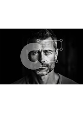 Intra Συλλεκτικό Ξύλινο Παζλ Plywood  4mm - Πορτρέτο σοβαρός άνδρας με γένια και γυαλιά Σε Ξύλινο Κουτί - Διαστάσεις Puzzle: 10x10 cm – 25 κομμάτια