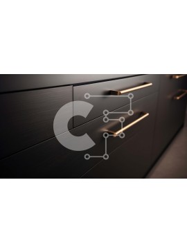 Intra Συλλεκτικό Ξύλινο Παζλ Plywood  4mm - Ντουλάπι κουζίνας μαύρο με ορειχάλκινα χερούλια Σε Ξύλινο Κουτί - Διαστάσεις Puzzle: 10x10 cm – 25 κομμάτια