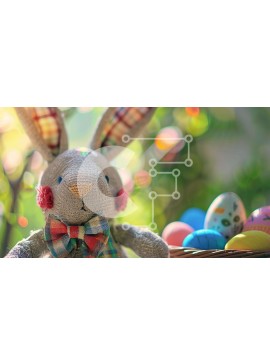 Intra Συλλεκτικό Ξύλινο Παζλ Plywood  4mm - Χαρούμενη πασχαλινή γιορτή με γεμιστό κουνελάκι και πολύχρωμα αυγά Σε Ξύλινο Κουτί - Διαστάσεις Puzzle: 10x10 cm – 25 κομμάτια