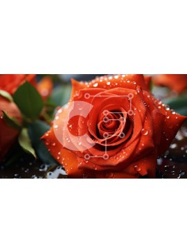 Intra Συλλεκτικό Ξύλινο Παζλ Plywood  4mm - Πορτοκαλί τριαντάφυλλο με σταγονίδια νερού σε σκούρο φόντο Σε Ξύλινο Κουτί - Διαστάσεις: 10x10 cm – 25 κομμάτια