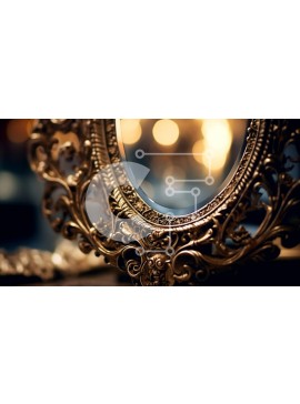 Intra Συλλεκτικό Ξύλινο Παζλ Plywood  4mm - Όμορφος χρυσός περίτεχνος καθρέφτης με περίπλοκα σχέδια στο πλαίσιο Σε Ξύλινο Κουτί - Διαστάσεις Puzzle: 10x10 cm – 25 κομμάτια