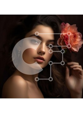 Σετ των 2 Intra Συλλεκτικό Ξύλινο Παζλ Plywood  4mm - Εκπληκτικό πορτρέτο μιας γυναίκας με ροζ τριαντάφυλλο στα μαλλιά της Σε Ξύλινο Κουτί - Διαστάσεις: 10x10 cm – 25 κομμάτια