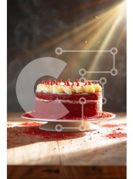 Σετ των 2 Intra Συλλεκτικό Ξύλινο Παζλ Plywood  4mm - Νόστιμο κόκκινο βελούδινο κέικ με απαλό λευκό πάγωμα και πολύχρωμα ψεκάσματα Σε Ξύλινο Κουτί - Διαστάσεις: 10x10 cm – 25 κομμάτια