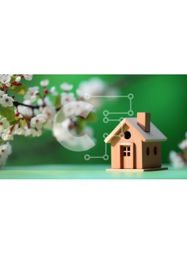 Intra Συλλεκτικό Ξύλινο Παζλ Plywood  4mm - Μοντέλο μικρού σπιτιού με λευκά ανθισμένα δέντρα Σε Ξύλινο Κουτί - Διαστάσεις: 10x10 cm – 25 κομμάτια