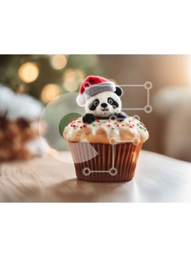 Σετ των 2 Intra Συλλεκτικό Ξύλινο Παζλ Plywood  4mm - Panda Cupcake σε διακοσμητικό ξύλινο τραπέζι Σε Ξύλινο Κουτί - Διαστάσεις: 10x10 cm – 25 κομμάτια