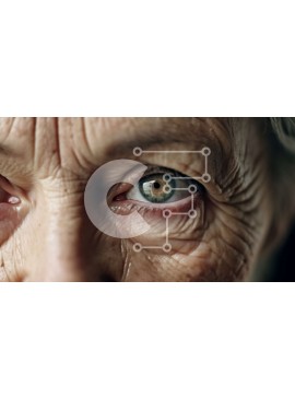 Intra Συλλεκτικό Ξύλινο Παζλ Plywood  4mm - Πορτρέτο μιας ηλικιωμένης γυναίκας με πράσινα μάτια και ρυτίδες Σε Ξύλινο Κουτί - Διαστάσεις Puzzle: 10x10 cm – 25 κομμάτια