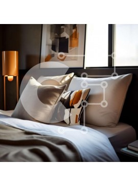 Intra Συλλεκτικό Ξύλινο Παζλ Plywood  4mm - Άνετο κρεβάτι με λευκά και πορτοκαλί μαξιλάρια και φωτιστικό Σε Ξύλινο Κουτί - Διαστάσεις Puzzle: 10x10 cm – 25 κομμάτια